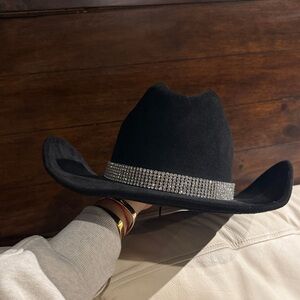Black Suede Cowboy Hat with Rhinestone Band